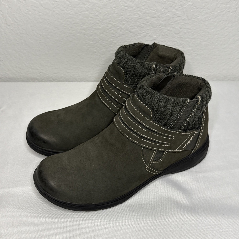 Clarks Carleigh Lane Leather‎ Ankle Boot Side Zip Grey Size 6